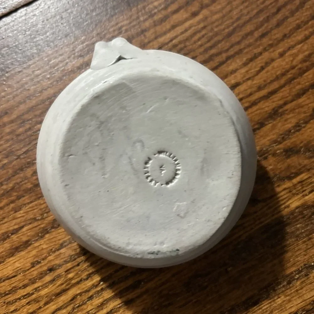 Williamsburg Pottery Stoneware Chamberstick Candle Holder Gray Blue Potter
